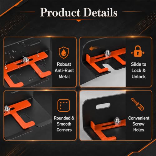 Air Tool Holder, 8 Slots Pneumatic Tool Rack for Garage Walls, Lockable Metal Hanger for Air Compressor Tools, Wall Mounted Organizer for Nail Guns, Tools Cart Storage Accessories