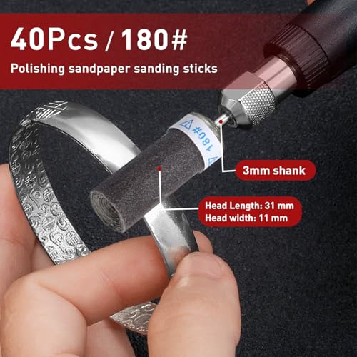 40 Pcs 180 Grit Sanding Drums for Rotary Dremel Tool - style: 180 Grit 40 Pcs