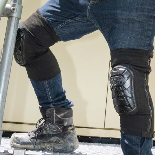 KLEIN TOOLS 60629 Tough-Flex Knee Sleeves for Work, Construction, Low-Profile Sleeve with Zipper, Gel-Like Foam, Black, M/L - size: M/L