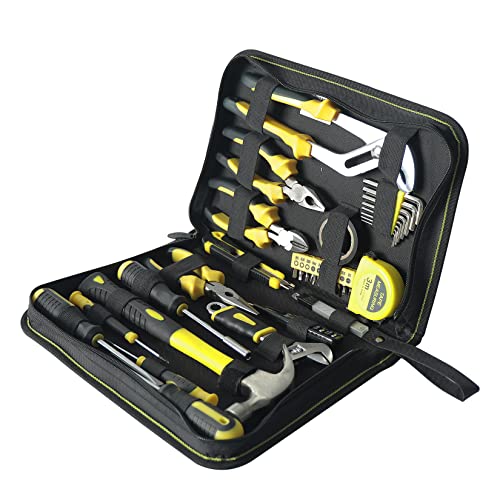 44-Piece Household Hand Tool Set — Basic DIY Repair Kit with Easy Carrying Bag for Home Maintenance