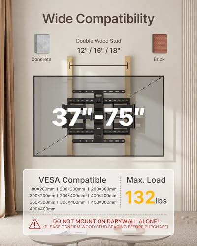 monTEK 1.1-Inch Ultra Slim Full Motion TV Wall Mount for 37-75 Inch TVs - size: 37"-75" Low Profile
