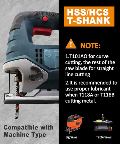 BGTEC 50PCS T Shank Jigsaw Blades Set - HCS/HSS Jig Saw Blades - size: T118A-T144D, style: 50 PCS
