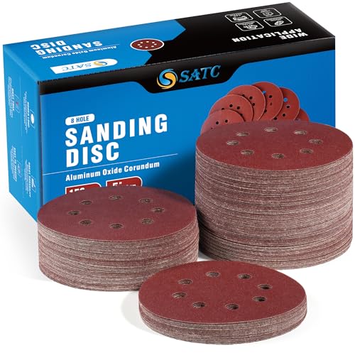 S SATC 5 Inch Sanding Discs Hook and Loop 150 PCS Sandpaper Discs Premium Aluminum Oxide 120 Grit for Random Orbital Sander - style: 150PCS 5 Inch 120 Grit