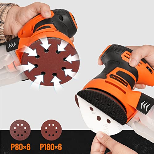 DOVAMAN Orbital Sander, Up to 13000 rpm, 3A Random Orbit Sander, - color: B-orange