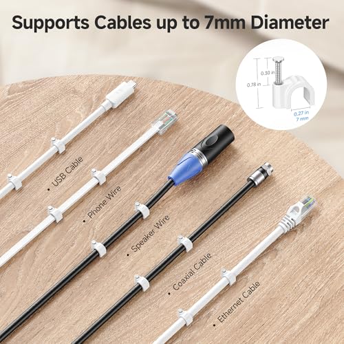 Cable Matters 200-Pack Nail-in Cable Clips, Cord Organizer, 7mm / 0.27 in.