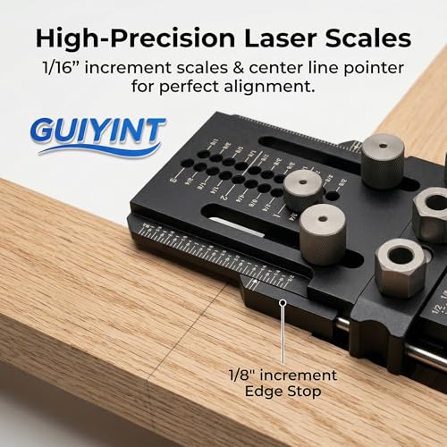 Tool Dowel Jig Kit Self Centering Doweling Jig Woodworking Joinery | Replacement for premium rigs. Drill 1/4, 3/8 and 1/2 Inch Accurate Straight Dowel Holes with our master guide framework.