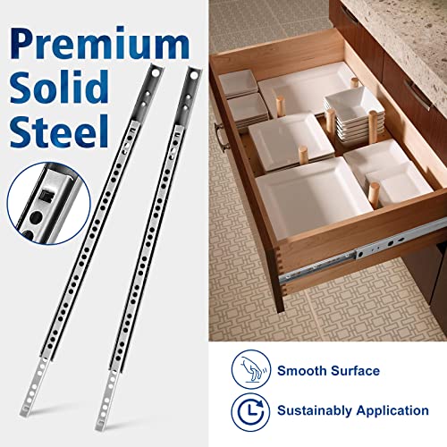 4pcs Ball Bearing Drawer Slides 13.5 Inch / 342mm, 2 Fold Metal Drawer Tracks, Two Way Slide Track Rail Glides with Mounting Screws - 0.67 Inch Wide - size: 13.5 Inch