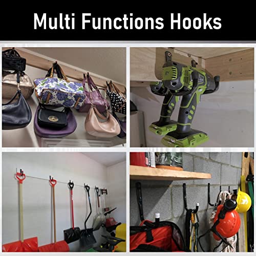 12 Pack Garage Hooks, 3.5Inch Utility Hooks, Heavy Duty Garage Storage Wall Hooks - size: 4.7 Inch x 3.5 Inch
