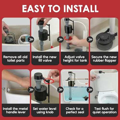 Universal Toilet Flush Valve Replacement Kit Height Adjustable Fill Valve - color: BLACK 1
