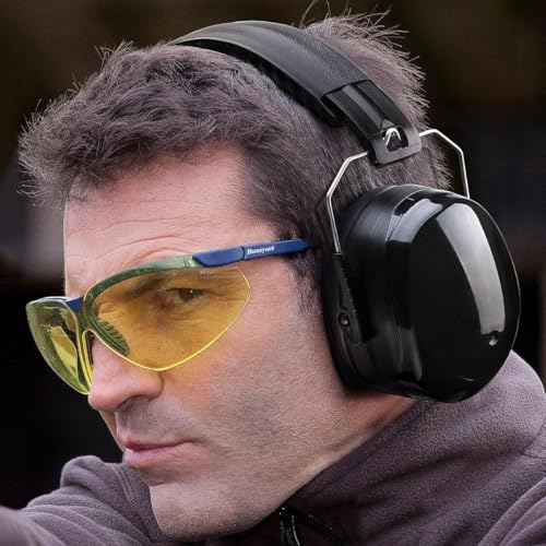 G & F Products Safety Ear Muffs 2 Pack, 34dB NRR Hearing Protection with Adjustable Headband for Shooting, Work & Kids - color: Black and Blue (2 Pcs)