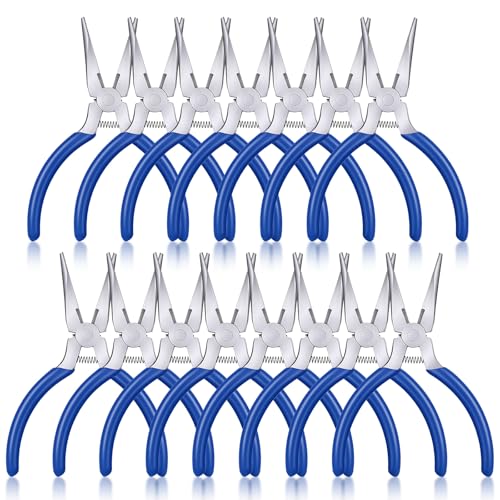 15 Pcs Mini Needle Nose Pliers, 4.7" Spring Loaded Thin Needle Nose Plier Small Plier with Wire Cutters for DIY Crafts Jewelry Making Tiny Project