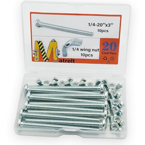 20Pack 1/4"-20 x3 Screw Bolts and Wing Nut Kit 10pcs Machine Screws with Round Head Phillips 10pcs Butterfly Hand Twist Tighten Nut Zinc Plated Hardware Fitting Fastenings Assortment Kit - size: Silver 20 Pack 1/4"-20 x3"