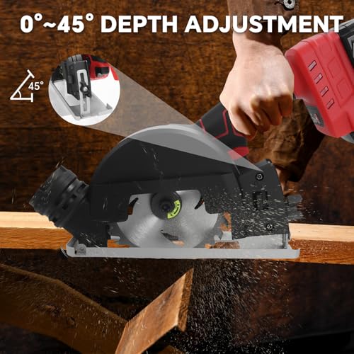 Cordless Mini Circular Saw for Milwaukee 18V Battery, 4" Brushless Power Circular Saws, 12000RPM Small Circular Saw, 2 Blade, Cutting Depth 0.8"(20mm) for Metal, Wood, Plastic(No battery)