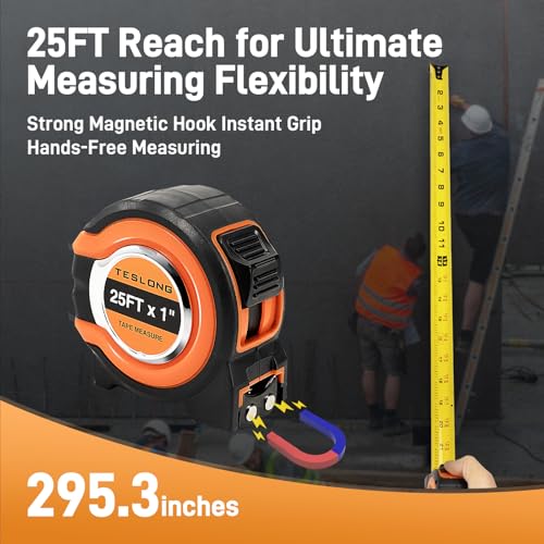 Teslong 3 Pack 25 ft Tape Measure, Retractable Magnetic Measuring Tape