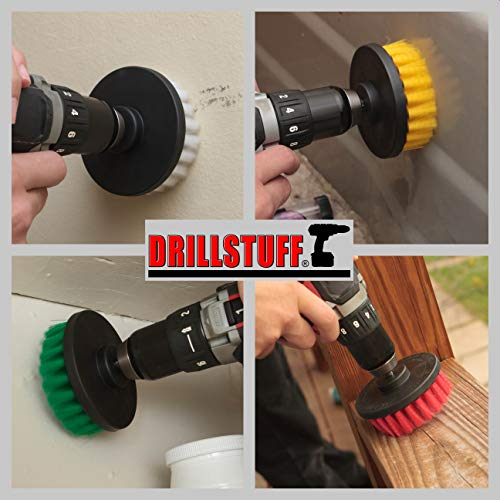 4in Soft, Medium and Stiff Drill Brush Attachment Power Scrubber Brush Set - size: 4in Diameter Brushes (4 Piece Set)