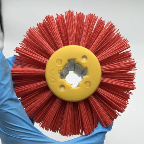 Signi Abrasive nylon bristle Burnishing Brush Drum Drawing Wheel for polishing wood (80 grit red)