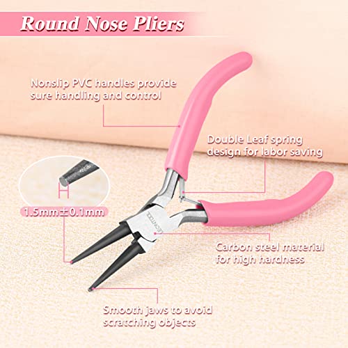 5-Inch Round Nose Pliers for Jewelry Making Wire Bending Tools Wire Looping Plier Small Needle Nose Pliers Smooth Jaws Mini Jewelry Making Supplies for Creating Bracelets Earrings Necklaces - style: Round Nose Pliers