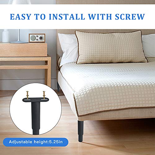 Metal Furniture Legs, Adjustable Round Bed Sofa Desk Cabinet Foot Legs, Heavy Duty Thickened Replacement Table Chair Bed Center Frame Slat Support Legs (10.75in)