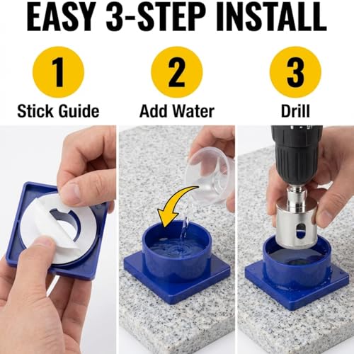 Drilax 1-1/2 Inch Diamond Hole Saw with Water Delivery System Guide Easy Drilling for Quartz, Granite, Marble, Porcelain, Ceramic, Glass Tiles - Complete Kit for Precise DIY Holes 1.5 inch - size: 1-1/2 inch