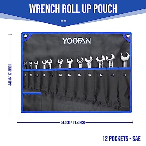 Wrench Roll Up Pouch – Wrench Organizer, Wrench Bag with Handle, Wrench Holder for Hanging - size: 12 Pockets Metric