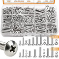mankk 408PCS Machine Screws Assortment Kit, SAE & Metric Nuts Bolts - size: SS #6/#8/#10&M3/M4/M5, style: Phillips Pan Head