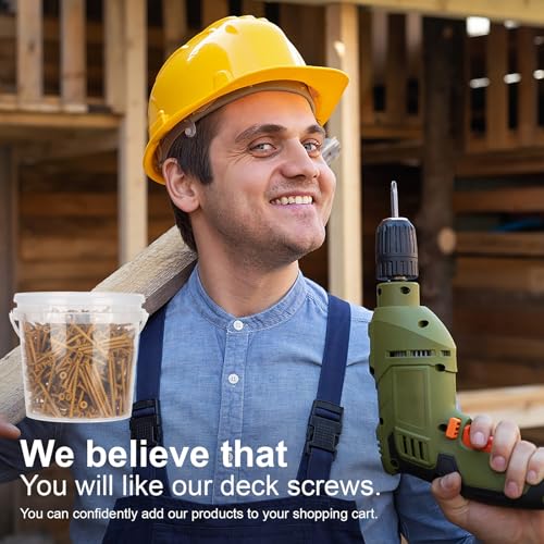 Deck Screws #10 x 2-1/2’’, T25 Star Torx Drive Flat Head Wood Screws, Tan, 5lb - color: Tan, size: 10X2-1/2’’