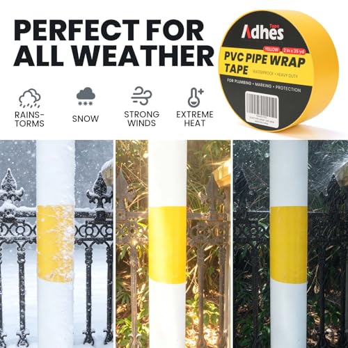 ADHES PVC Pipe Wrap Tape, 2 Inch X 35 Yds, Corrosion Protection Pipe Tape - color: Yellow