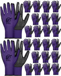 Nuogo 24 Pairs Gardening Gloves for Men Women Rubber Coated Landscaping Work Gloves Safety Work Construction - color: Purple