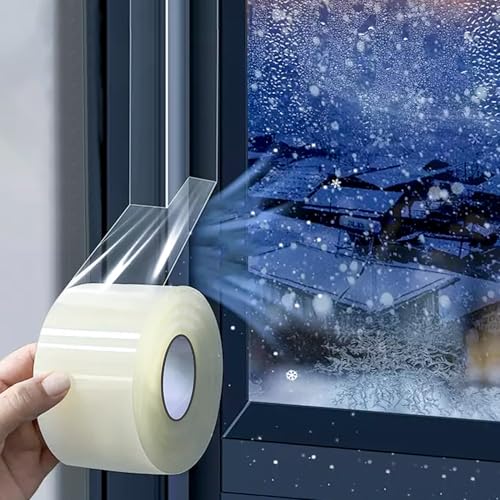 Transparent Window Weather Sealing Tape 2IN x 35 yd Draft Isolation No Residue Removable Adhesive Waterproof Windows Doors Shower Glass AC Units Ideal for Winter Seal & Summer Cold Air Loss Prevention - size: 2 In x 105 FT