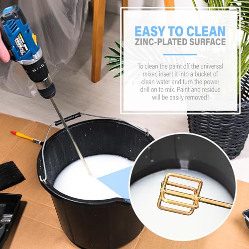 Paint Mixer for Drill, 1-5 Gallon Bucket, Paint Stirrer for Drill | Zinc Plated, Rust-Free & Easy to Clean, Fits All Standard Drills - For Mixing Paint, Resin, Epoxy & Concrete (Medium Head) - size: 5 Gallon (Medium Head)