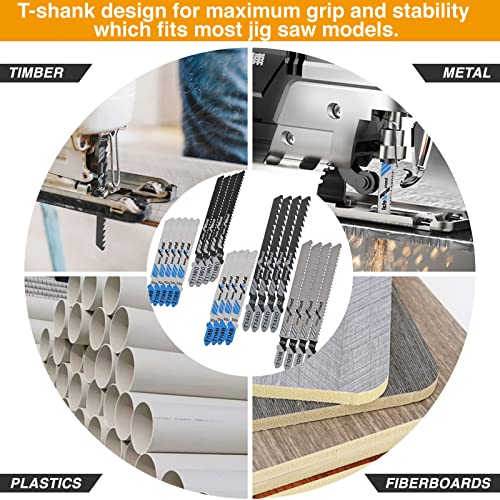 20-Piece T-Shank Jigsaw Blade Set for Wood and Metal