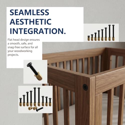 Threaded Inserts for Wood 32 Sets 1/4"-20 – Furniture Hardware Kit with 1-3/4" Hex Bolts, Pilot Drill Bit & 2 Wrenches for Furniture Assembly, Drawer Repair, Cabinet Hinges (Screw in Nut Set) - size: 30+2 PCS