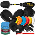 Holikme 22Pack Drill Brush Attachments Set, Scrub Pads & Sponge, Buffing Pads, Power Scrubber Brush, Car Polishing Pad Kit,Wax Applicator Pad,Car Cleaning Kit，Cleaning Supplies，Masonry Brushes,Black - color: Black