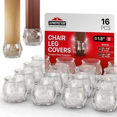 X-Protector Silicone Chair Leg Floor Protectors 16 PCS with Non-Slip Bottom - size: 16 1.4" - 1.8"