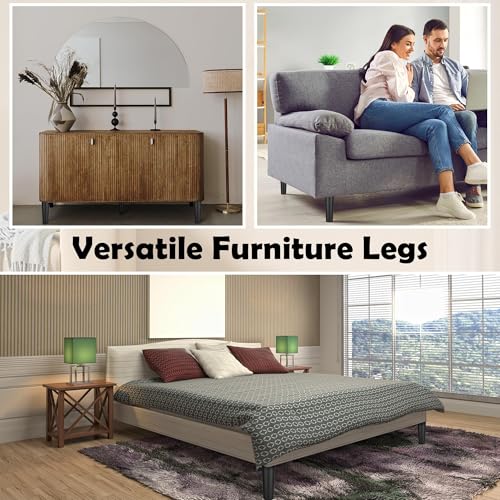 TURSTIN 16 Pack 8 Inch Plastic Furniture Legs with M8 T-Nuts Screws Tapered Sofa Couch and Chair Legs Replacement Furniture Leg for DIY Projects Sofas Coffee Tables Dressers Beds - size: 8 inch
