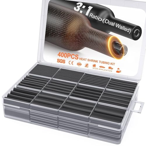 400Pcs Heat Shrink Tubing Kit, 3:1 Adhesive Lined Wire Shrink Wrap tubing - size: 3:1