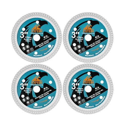 3 Inch Tile Blade 4pcs, Super Thin Diamond Saw Blade for Cutting Porcelain Tiles Granite Marble Ceramics Diamond Disc - size: X Mesh(for tile)