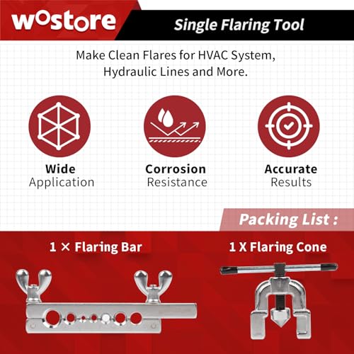Wostore Single Flaring Kit, 7 Dies 3/16-5/8" for Copper Pipe & HVAC