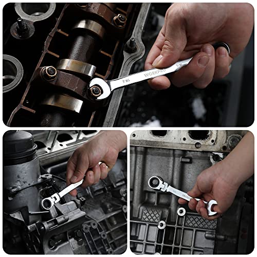 WORKPRO 8-piece Ratcheting Combination Wrench Set, SAE & Polished - size: SAE, style: Mirror Polished