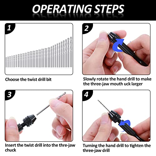 Mudder 57 Pcs Micro Drill Bits & Pin Vise Set 0.1-3mm, Black - color: Random Color Pcb Drill