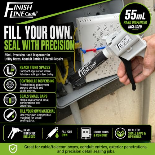 Precision 55 ML Dripless Syringe-Style Caulk and Sealant Applicator – Empty Syringe Barrels, Fine Tip Nozzles, Caps & Easy-Fill System – Ideal for Caulking, Adhesives, and Sealants