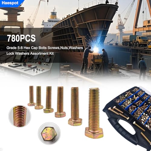 780PCS Bolt and Nut Assortment Kit - size: 780pcs 1/4"-20 5/16"-18 3/18"-16 1/2"-13