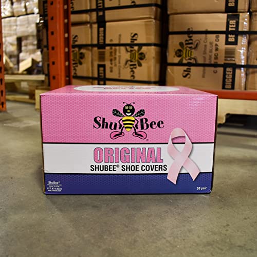 ShuBee Original Disposable, Extra-Large Boot and Shoe Covers, Thicker & Stronger, Durable Protection for Floors - 50 Pairs - color: Pink