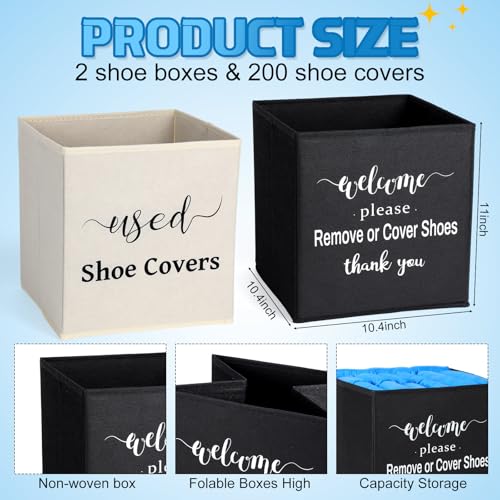 200 Pcs Disposable Shoe Covers with 2 Dispenser Boxes, Blue - color: Blue