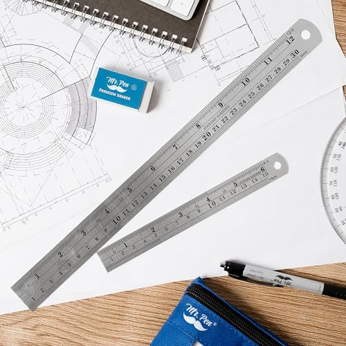 Mr. Pen- Metal Straight Edge Ruler, 2 Pack, 6" and 12", Gold - color: Gold, size: 6, 12 inch