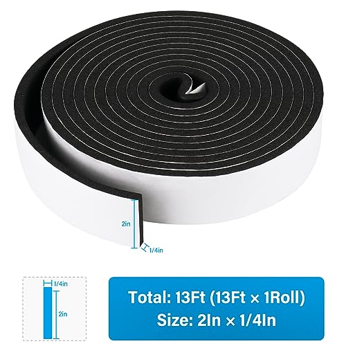 DGSL Foam Weather Stripping, 2" x1/4", 13Ft Door Window Seal Tape - size: 2In x 1/4In x 13Ft