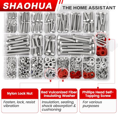 M3 M4 M5 M6 Hex Head Bolt Kit with Nylon Lock Nuts, 858Pcs - size: C. M3 M4 M5 M6