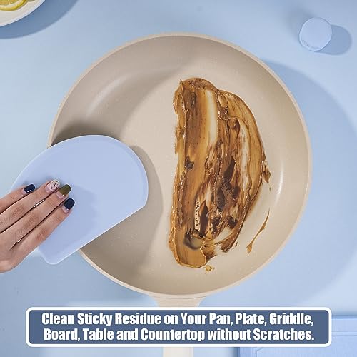 Silicone Dough Scraper with Metal Core Flexible Bowl Scraper Bread Baking - color: Blue