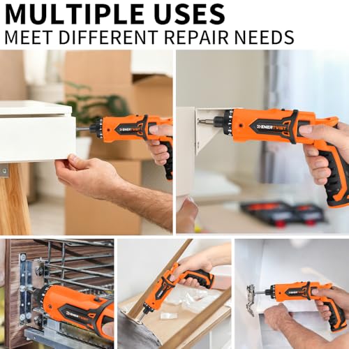 ENERTWIST 8V Cordless Screwdriver, 82 Accessory Kit, Max 10Nm 21+1 Cluth - style: 82PCS 8V ORANGE