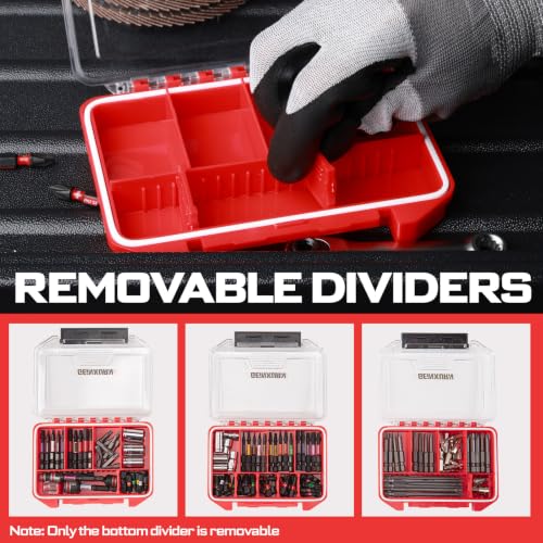 Geinxurn IPX4 Waterproof Small Storage Parts Organizer, Small Parts Case with Removable Dividers, Screwdriver Bit Set Box(5 Boxes) - size: 5pcs Box